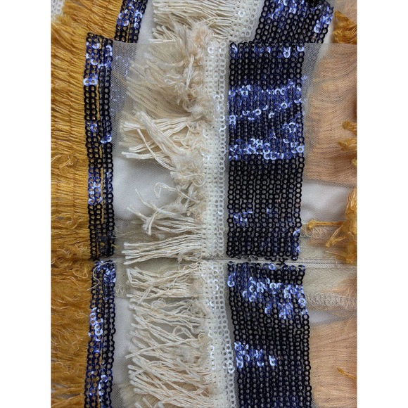 Eva Mendez Dress Orange Woman’s Size 6 Orange Cream Sequin Flapper Style Fringe - Picture 9 of 11